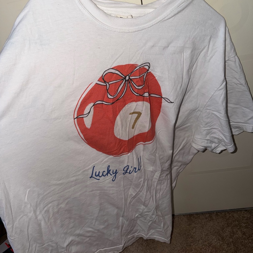 Comfort Colors White Tee with Red and Blue Design